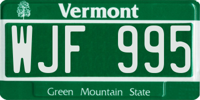 VT license plate WJF995