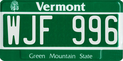 VT license plate WJF996