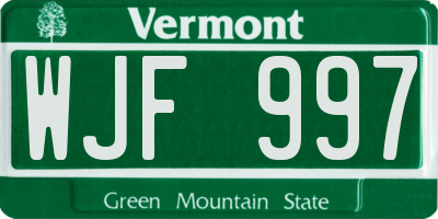 VT license plate WJF997