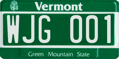 VT license plate WJG001