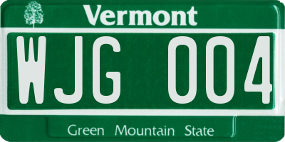 VT license plate WJG004