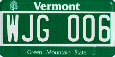 VT license plate WJG006
