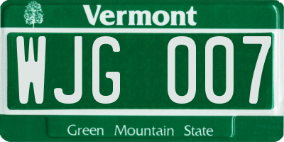 VT license plate WJG007