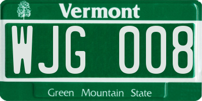 VT license plate WJG008