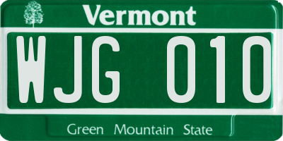 VT license plate WJG010