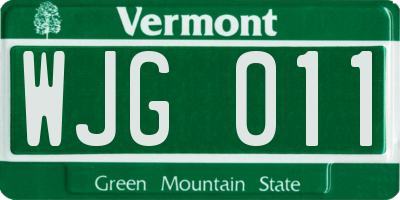 VT license plate WJG011