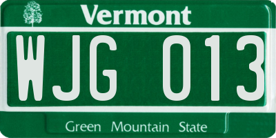 VT license plate WJG013