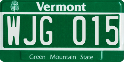 VT license plate WJG015