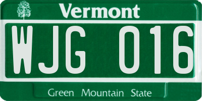 VT license plate WJG016