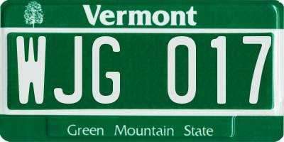 VT license plate WJG017