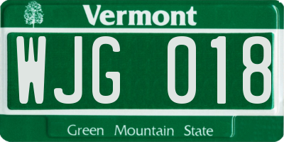 VT license plate WJG018