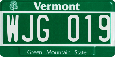 VT license plate WJG019