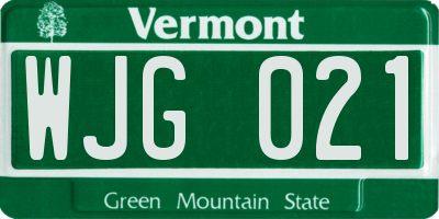 VT license plate WJG021