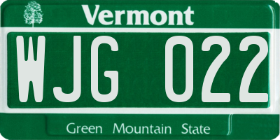 VT license plate WJG022
