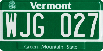 VT license plate WJG027