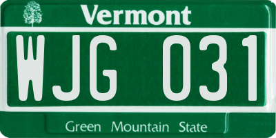 VT license plate WJG031