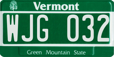 VT license plate WJG032