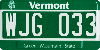 VT license plate WJG033