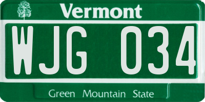 VT license plate WJG034