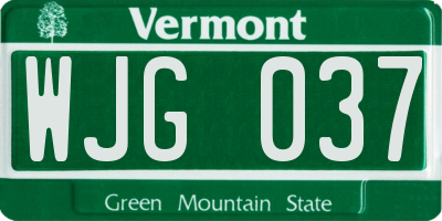 VT license plate WJG037