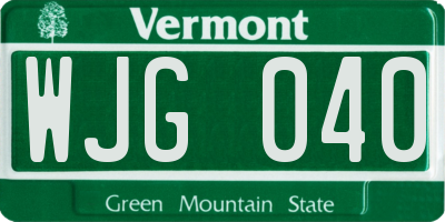VT license plate WJG040