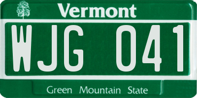 VT license plate WJG041