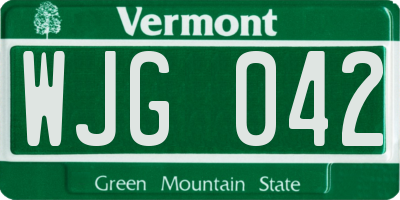 VT license plate WJG042