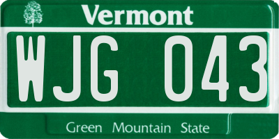 VT license plate WJG043
