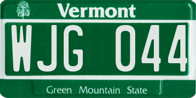 VT license plate WJG044