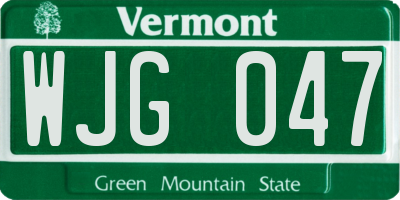 VT license plate WJG047