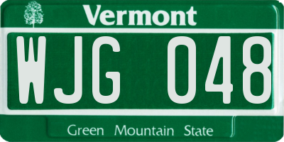 VT license plate WJG048