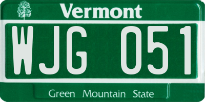 VT license plate WJG051