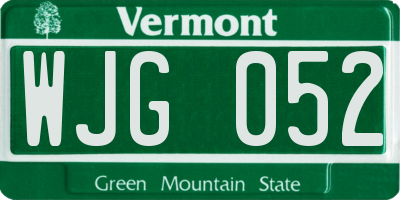 VT license plate WJG052