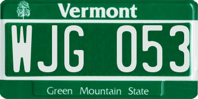 VT license plate WJG053