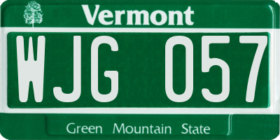 VT license plate WJG057