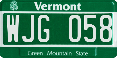 VT license plate WJG058