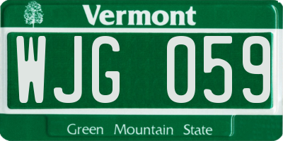 VT license plate WJG059