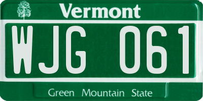 VT license plate WJG061