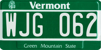 VT license plate WJG062