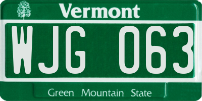 VT license plate WJG063