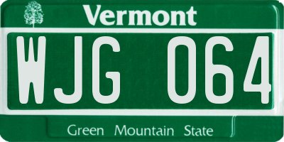 VT license plate WJG064