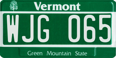 VT license plate WJG065