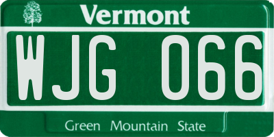 VT license plate WJG066