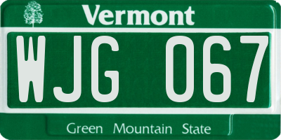 VT license plate WJG067