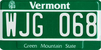 VT license plate WJG068