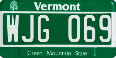 VT license plate WJG069