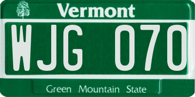 VT license plate WJG070