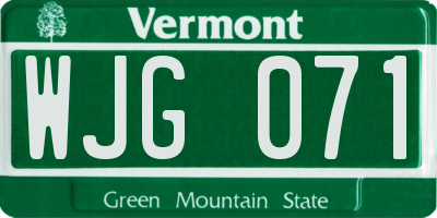 VT license plate WJG071