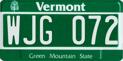VT license plate WJG072