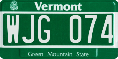 VT license plate WJG074